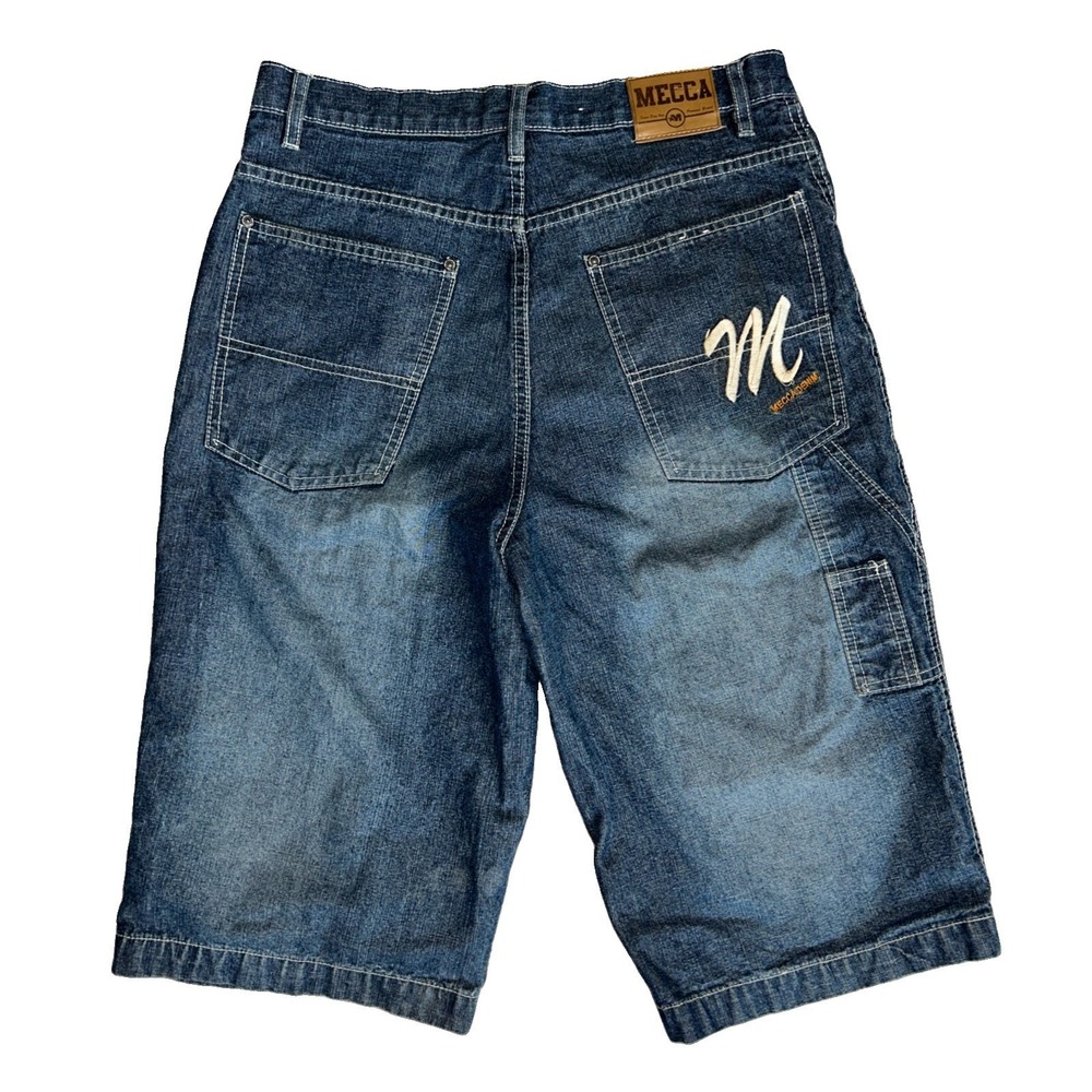 Mecca Denim Shorts Mens 18 Blue Baggy Carpenter Vintage Y2K Jorts Hip Hop Skater